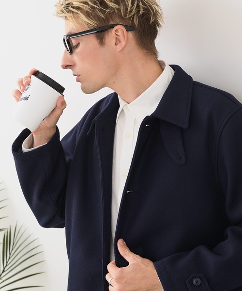Blue Standard (ブルースタンダード)の「【BLUE STANDARD/ブルースタンダード】圧縮ニット ウールライク バルマカーンコート 軽量 ソフトタッチ(チェスターコート・メンズ・ネイビー/ブラック/チャコールグレー・LARGE/MEDIUM/X-LARGE)」の10枚目の写真