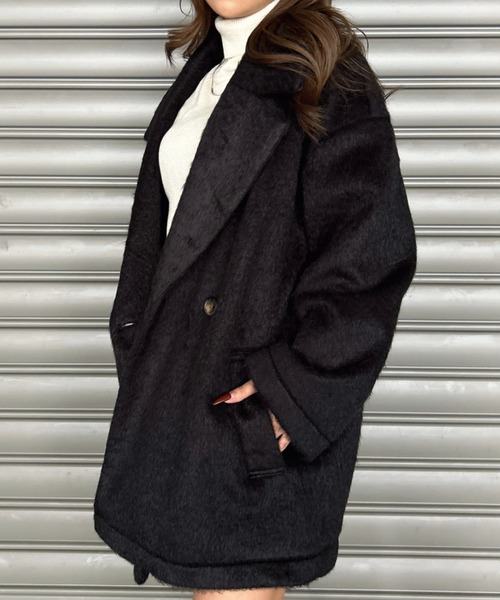 EGOIST（エゴイスト）の「シャギーダブルミドル丈コート（その他アウター・レディース・ダークグレー/ブラック・FREE）」の22枚目の写真