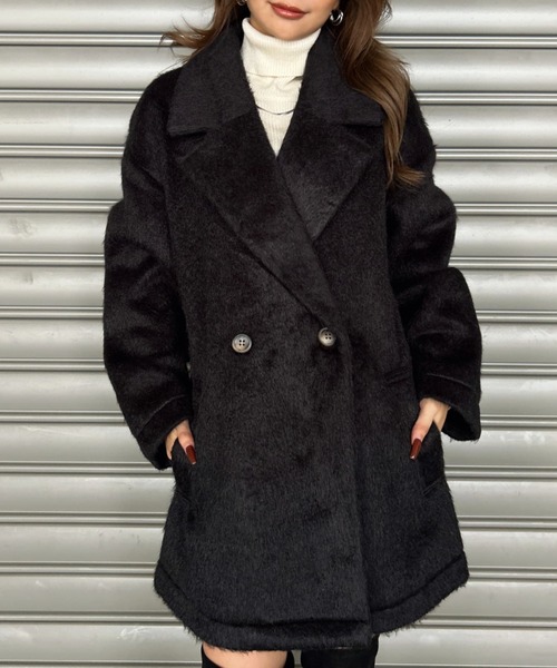 EGOIST（エゴイスト）の「シャギーダブルミドル丈コート（その他アウター・レディース・ダークグレー/ブラック・FREE）」の21枚目の写真