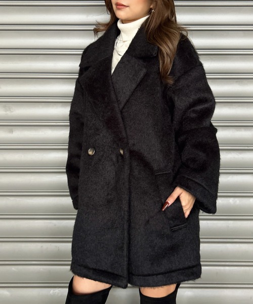 EGOIST（エゴイスト）の「シャギーダブルミドル丈コート（その他アウター・レディース・ダークグレー/ブラック・FREE）」の20枚目の写真