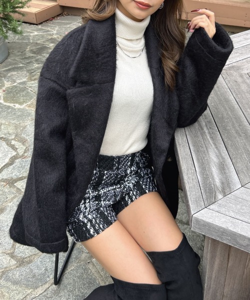 EGOIST（エゴイスト）の「シャギーダブルミドル丈コート（その他アウター・レディース・ダークグレー/ブラック・FREE）」の17枚目の写真