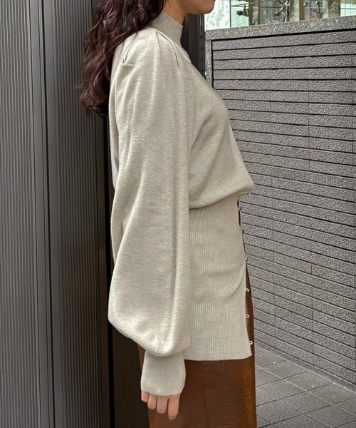 &g'aime(アンジェム)の「【&g'aime 】 ウエストボタンチュニック Waist-Buttoned Tunic(ニット/セーター・レディース・ブラック/アイボリー/チャコールグレー・FREE)」の8枚目の写真