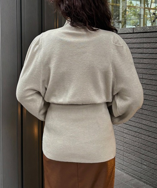 &g'aime(アンジェム)の「【&g'aime 】 ウエストボタンチュニック Waist-Buttoned Tunic(ニット/セーター・レディース・ブラック/アイボリー/チャコールグレー・FREE)」の9枚目の写真