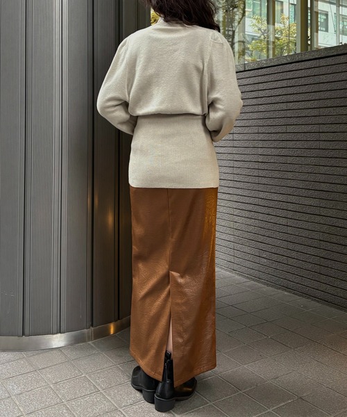 &g'aime(アンジェム)の「【&g'aime 】 ウエストボタンチュニック Waist-Buttoned Tunic(ニット/セーター・レディース・ブラック/アイボリー/チャコールグレー・FREE)」の14枚目の写真