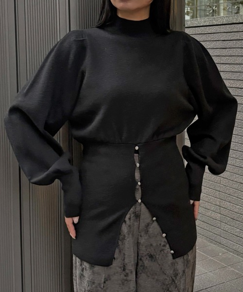 &g'aime(アンジェム)の「【&g'aime 】 ウエストボタンチュニック Waist-Buttoned Tunic(ニット/セーター・レディース・ブラック/アイボリー/チャコールグレー・FREE)」の15枚目の写真