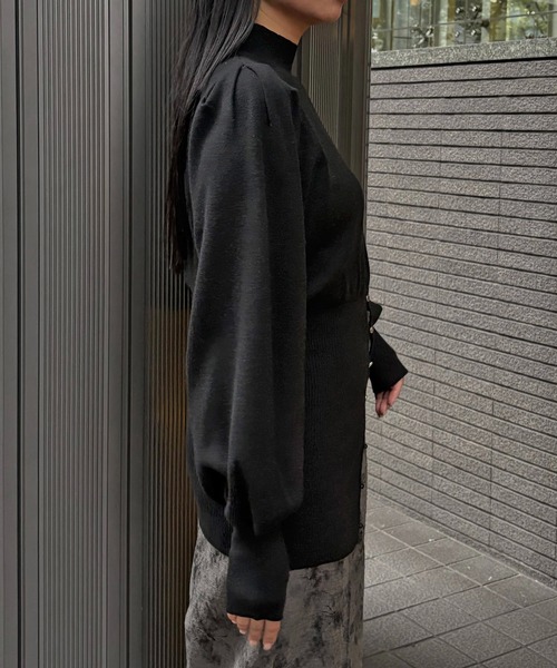 &g'aime(アンジェム)の「【&g'aime 】 ウエストボタンチュニック Waist-Buttoned Tunic(ニット/セーター・レディース・ブラック/アイボリー/チャコールグレー・FREE)」の18枚目の写真