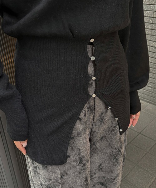 &g'aime(アンジェム)の「【&g'aime 】 ウエストボタンチュニック Waist-Buttoned Tunic(ニット/セーター・レディース・ブラック/アイボリー/チャコールグレー・FREE)」の22枚目の写真