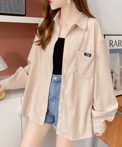 SallyLunn(サリーラン)の「コーデュロイ長袖カジュアルシャツ(シャツ/ブラウス・レディース・ネイビー/ベージュ/ピンク・MEDIUM/LARGE)」の14枚目の写真