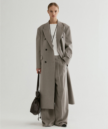 Double-Breasted Long Coat Gray