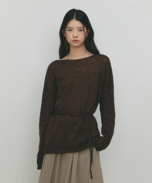 SSEMI(セミ)の「ALPACA BELTED KNIT(BR)(ニット/セーター・レディース・ブラウン・FREE)」の1枚目の写真