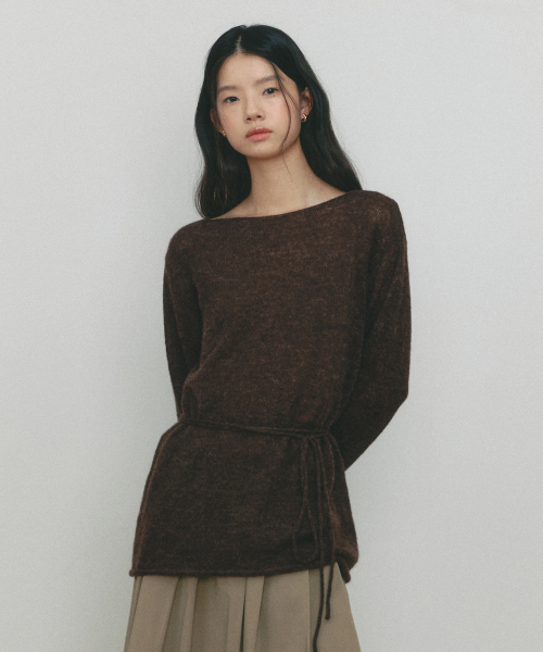 SSEMI(セミ)の「ALPACA BELTED KNIT(BR)(ニット/セーター・レディース・ブラウン・FREE)」の2枚目の写真