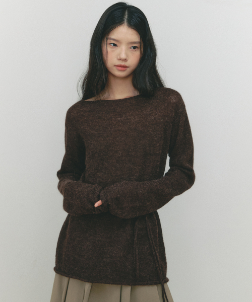 SSEMI(セミ)の「ALPACA BELTED KNIT(BR)(ニット/セーター・レディース・ブラウン・FREE)」の3枚目の写真