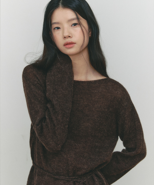 SSEMI(セミ)の「ALPACA BELTED KNIT(BR)(ニット/セーター・レディース・ブラウン・FREE)」の4枚目の写真