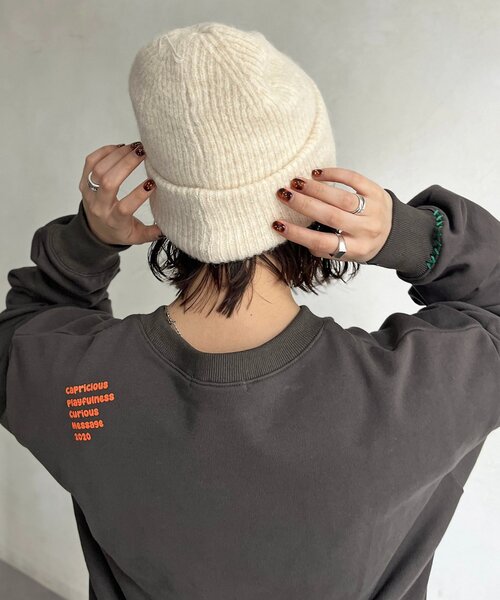CPCM（シーピーシーエム）の「MIX糸ニット帽（キャップ・レディース・ベージュ/チャコールグレー/レッド/アイボリー・FREE）」の7枚目の写真