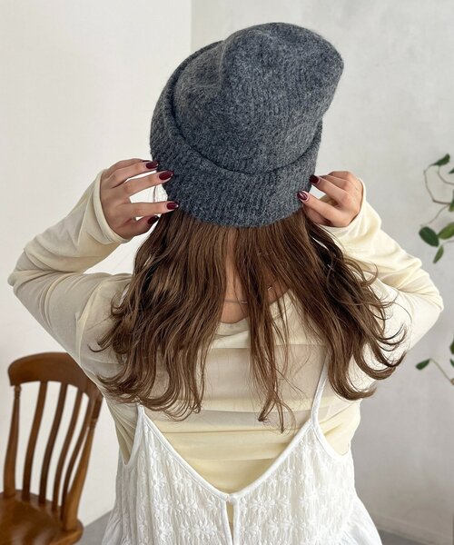 CPCM（シーピーシーエム）の「MIX糸ニット帽（キャップ・レディース・ベージュ/チャコールグレー/レッド/アイボリー・FREE）」の15枚目の写真