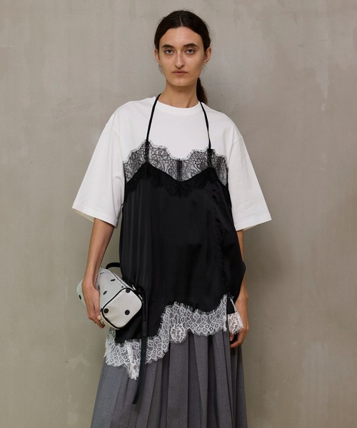 MAISON SPECIAL（メゾンスペシャル）の「【PRE-ORDER】Lace Docking Layered TEE/レースドッキングレイヤードTEE（Tシャツ/カットソー・レディース・ホワイト/チャコールグレー/マルチ・FREE）」の3枚目の写真