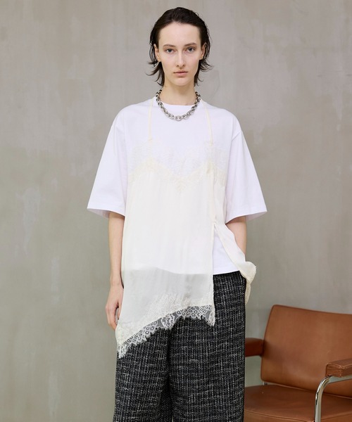MAISON SPECIAL（メゾンスペシャル）の「【PRE-ORDER】Lace Docking Layered TEE/レースドッキングレイヤードTEE（Tシャツ/カットソー・レディース・ホワイト/チャコールグレー/マルチ・FREE）」の14枚目の写真