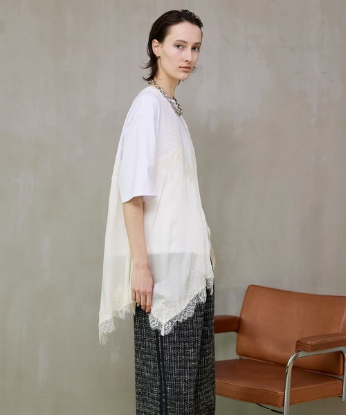 MAISON SPECIAL（メゾンスペシャル）の「【PRE-ORDER】Lace Docking Layered TEE/レースドッキングレイヤードTEE（Tシャツ/カットソー・レディース・ホワイト/チャコールグレー/マルチ・FREE）」の15枚目の写真
