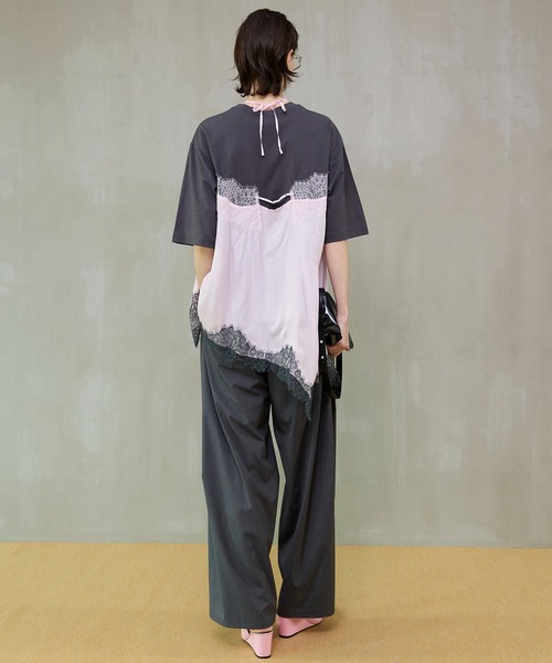 MAISON SPECIAL（メゾンスペシャル）の「【PRE-ORDER】Lace Docking Layered TEE/レースドッキングレイヤードTEE（Tシャツ/カットソー・レディース・ホワイト/チャコールグレー/マルチ・FREE）」の13枚目の写真