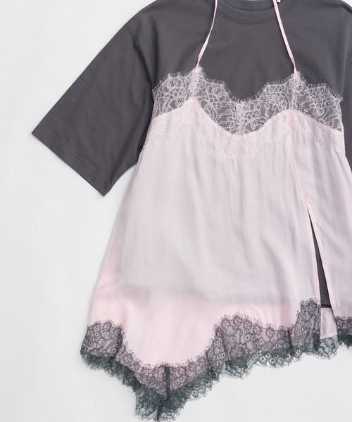 MAISON SPECIAL（メゾンスペシャル）の「【PRE-ORDER】Lace Docking Layered TEE/レースドッキングレイヤードTEE（Tシャツ/カットソー・レディース・ホワイト/チャコールグレー/マルチ・FREE）」の22枚目の写真