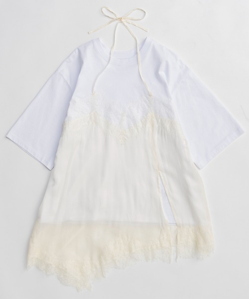 MAISON SPECIAL（メゾンスペシャル）の「【PRE-ORDER】Lace Docking Layered TEE/レースドッキングレイヤードTEE（Tシャツ/カットソー・レディース・ホワイト/チャコールグレー/マルチ・FREE）」の17枚目の写真