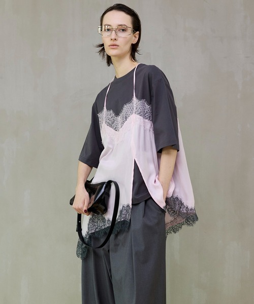 MAISON SPECIAL（メゾンスペシャル）の「【PRE-ORDER】Lace Docking Layered TEE/レースドッキングレイヤードTEE（Tシャツ/カットソー・レディース・ホワイト/チャコールグレー/マルチ・FREE）」の16枚目の写真