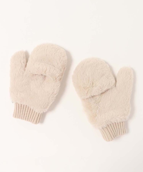 KANGOL(カンゴール)の「KANGOLストラップ付きミトングローブ(手袋・レディース・オフホワイト/オレンジ系その他/ブラック・FREE)」の4枚目の写真