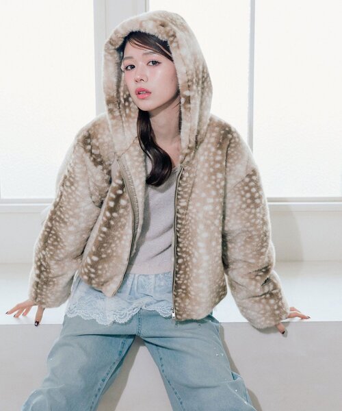 OLIVE des OLIVE(オリーブデオリーブ)の「ファーフードブルゾン(ブルゾン・レディース・その他1/アイボリー・FREE)」の14枚目の写真