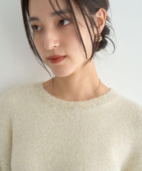 YECCA VECCA（イェッカヴェッカ）の「ラメフェザー袖フリンジニット（ニット/セーター・レディース・ブルー/チャコールグレー/アイボリー・FREE）」の13枚目の写真