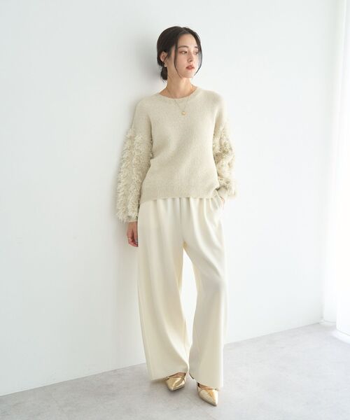 YECCA VECCA（イェッカヴェッカ）の「ラメフェザー袖フリンジニット（ニット/セーター・レディース・ブルー/チャコールグレー/アイボリー・FREE）」の17枚目の写真