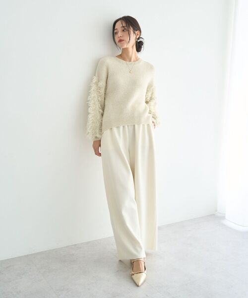 YECCA VECCA（イェッカヴェッカ）の「ラメフェザー袖フリンジニット（ニット/セーター・レディース・ブルー/チャコールグレー/アイボリー・FREE）」の18枚目の写真