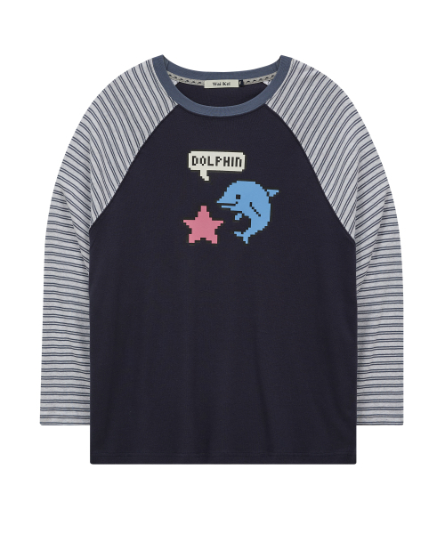 WaiKei（ワイケイ）の「Pixel Star Dolphin Long Sleeve T-Shirt Navy（Tシャツ/カットソー・レディース・その他・FREE）」の4枚目の写真