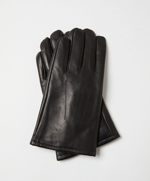 KATHARINE HAMNETT LONDON （キャサリンハムネットロンドン）の「KATHARINE HAMNETT LONDON/キャサリンハムネットロンドン 本革レザーグローブ（タッチパネル対応）KHM-1015（手袋・メンズ・ネイビー/ブラック・23/25/26/24）」の4枚目の写真