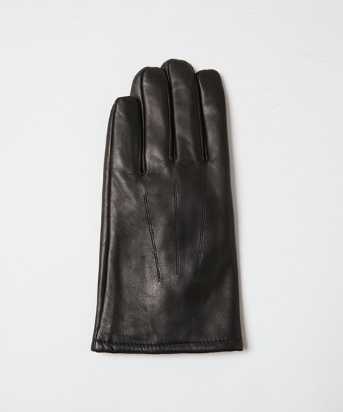 KATHARINE HAMNETT LONDON （キャサリンハムネットロンドン）の「KATHARINE HAMNETT LONDON/キャサリンハムネットロンドン 本革レザーグローブ（タッチパネル対応）KHM-1015（手袋・メンズ・ネイビー/ブラック・23/25/26/24）」の5枚目の写真