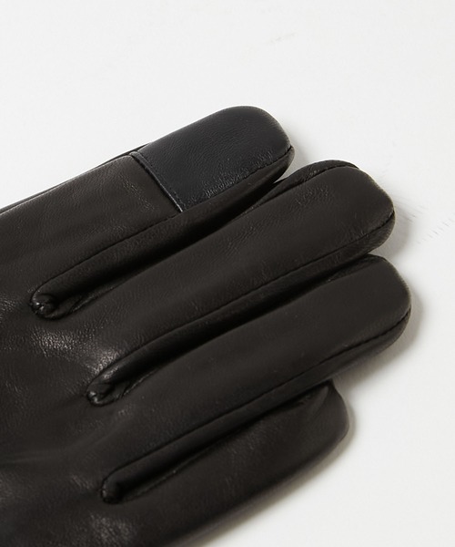 KATHARINE HAMNETT LONDON （キャサリンハムネットロンドン）の「KATHARINE HAMNETT LONDON/キャサリンハムネットロンドン 本革レザーグローブ（タッチパネル対応）KHM-1015（手袋・メンズ・ネイビー/ブラック・23/25/26/24）」の7枚目の写真