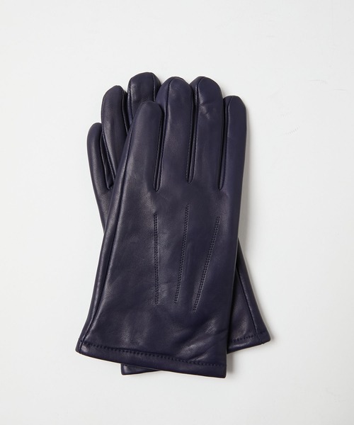 KATHARINE HAMNETT LONDON （キャサリンハムネットロンドン）の「KATHARINE HAMNETT LONDON/キャサリンハムネットロンドン 本革レザーグローブ（タッチパネル対応）KHM-1015（手袋・メンズ・ネイビー/ブラック・23/25/26/24）」の10枚目の写真