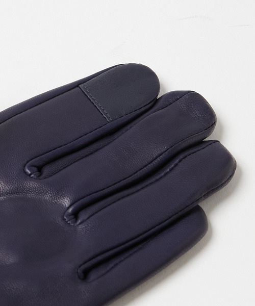 KATHARINE HAMNETT LONDON （キャサリンハムネットロンドン）の「KATHARINE HAMNETT LONDON/キャサリンハムネットロンドン 本革レザーグローブ（タッチパネル対応）KHM-1015（手袋・メンズ・ネイビー/ブラック・23/25/26/24）」の13枚目の写真