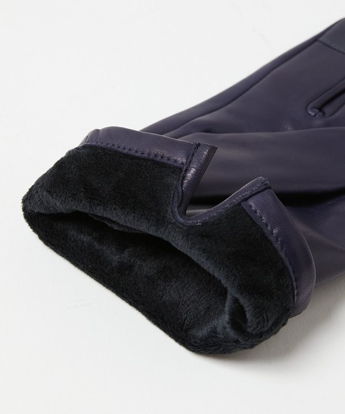 KATHARINE HAMNETT LONDON （キャサリンハムネットロンドン）の「KATHARINE HAMNETT LONDON/キャサリンハムネットロンドン 本革レザーグローブ（タッチパネル対応）KHM-1015（手袋・メンズ・ネイビー/ブラック・23/25/26/24）」の15枚目の写真