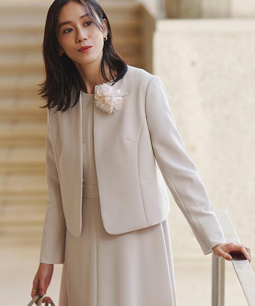 セール】【洗える/ストレッチ性/軽い】ノーカラージャケット（ノー