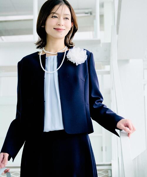 セール】【洗える/ストレッチ性/軽い】ノーカラージャケット（ノー