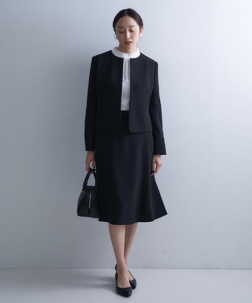 セール】【洗える/ストレッチ性/軽い】ノーカラージャケット（ノー