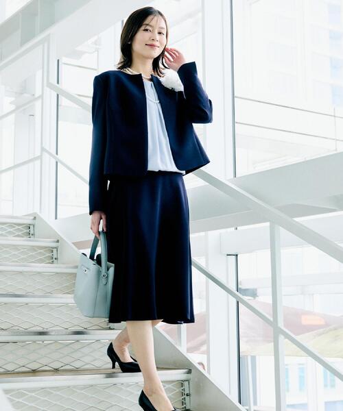 セール】【洗える/ストレッチ性/軽い】ノーカラージャケット（ノー