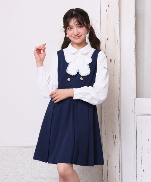 PINKHUNT（ピンクハント）の「PINKHUNT フォーマルレイヤードワンピース 1164K（ワンピース・キッズ・ネイビー/アッシュグレー・140cm/130cm/120cm/160cm/150cm）」の2枚目の写真