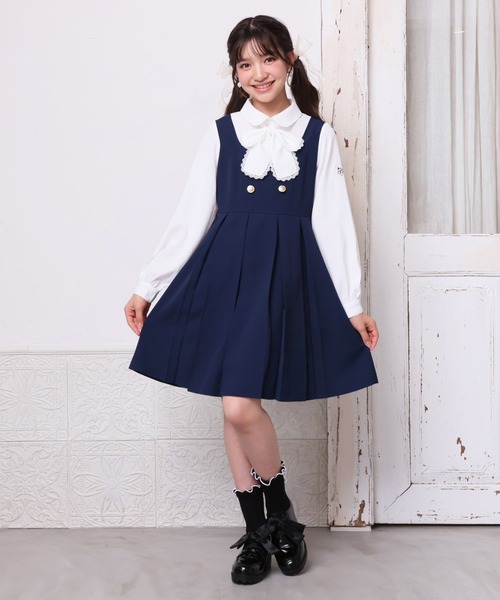 PINKHUNT（ピンクハント）の「PINKHUNT フォーマルレイヤードワンピース 1164K（ワンピース・キッズ・ネイビー/アッシュグレー・140cm/130cm/120cm/160cm/150cm）」の3枚目の写真