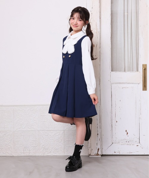 PINKHUNT（ピンクハント）の「PINKHUNT フォーマルレイヤードワンピース 1164K（ワンピース・キッズ・ネイビー/アッシュグレー・140cm/130cm/120cm/160cm/150cm）」の4枚目の写真