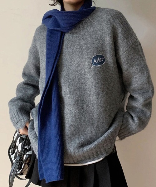 ReRe(リリ)の「ゆったりシルエット×刺繍入りデザインニット(ニット/セーター・レディース・ベージュ/グレー・FREE)」の2枚目の写真