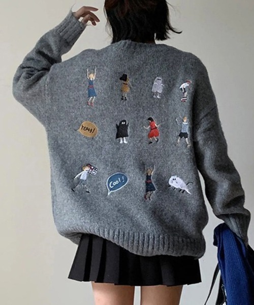 ReRe(リリ)の「ゆったりシルエット×刺繍入りデザインニット(ニット/セーター・レディース・ベージュ/グレー・FREE)」の7枚目の写真
