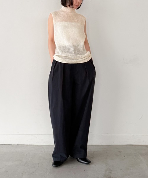 select MOCA by son(セレクトモカバイソン)の「ハイネックシアーノースリーブロングニット【by SON】(ニット/セーター・レディース・ブラウン/アイボリー/ブラック/グレー・FREE)」の5枚目の写真