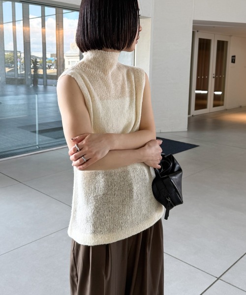 select MOCA by son(セレクトモカバイソン)の「ハイネックシアーノースリーブロングニット【by SON】(ニット/セーター・レディース・ブラウン/アイボリー/ブラック/グレー・FREE)」の17枚目の写真