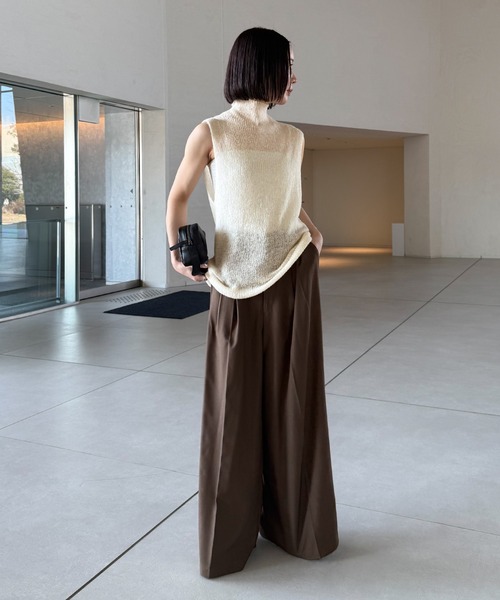 select MOCA by son(セレクトモカバイソン)の「ハイネックシアーノースリーブロングニット【by SON】(ニット/セーター・レディース・ブラウン/アイボリー/ブラック/グレー・FREE)」の16枚目の写真